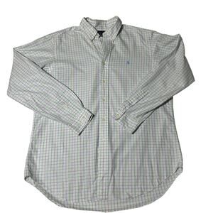 Ralph Lauren Shirt Men's Button Down Classic Fit  Size Large White Striped